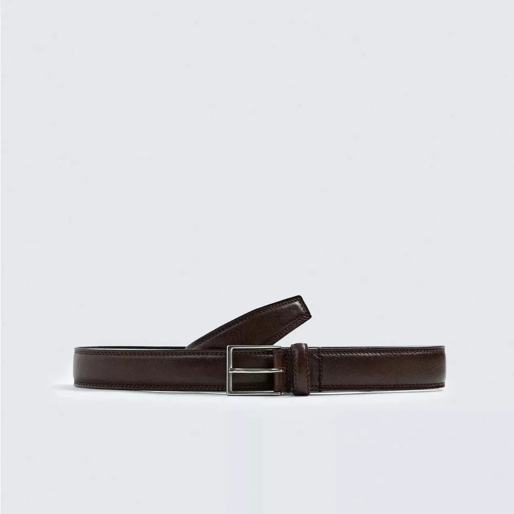 ZARA LEATHER DRESS BELT W THIN SILVER BUCKLE NWOT